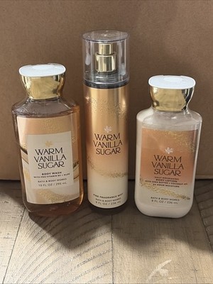 Bath & Body Works Warm Vanilla Sugar 3 Piece Gift Set Body Lotion Mist Body wash