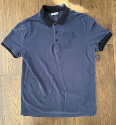 Authentic Versace Collection Medusa Big Chest Logo Polo Shirt Large Navy Medium