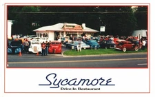 Sycamore Drive-In Restaurant Bethel CT Hot Rod Cruise Night Cars Postcard