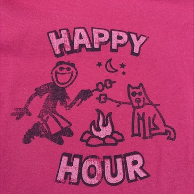 Life Is Good Happy Hour Classic Fit Women s Dark Pink Graphic T Shirt Size XXL