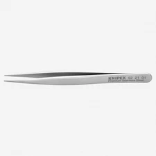 Knipex Stainless Steel Gripping Tweezers, Pointed Tips, 4.75"