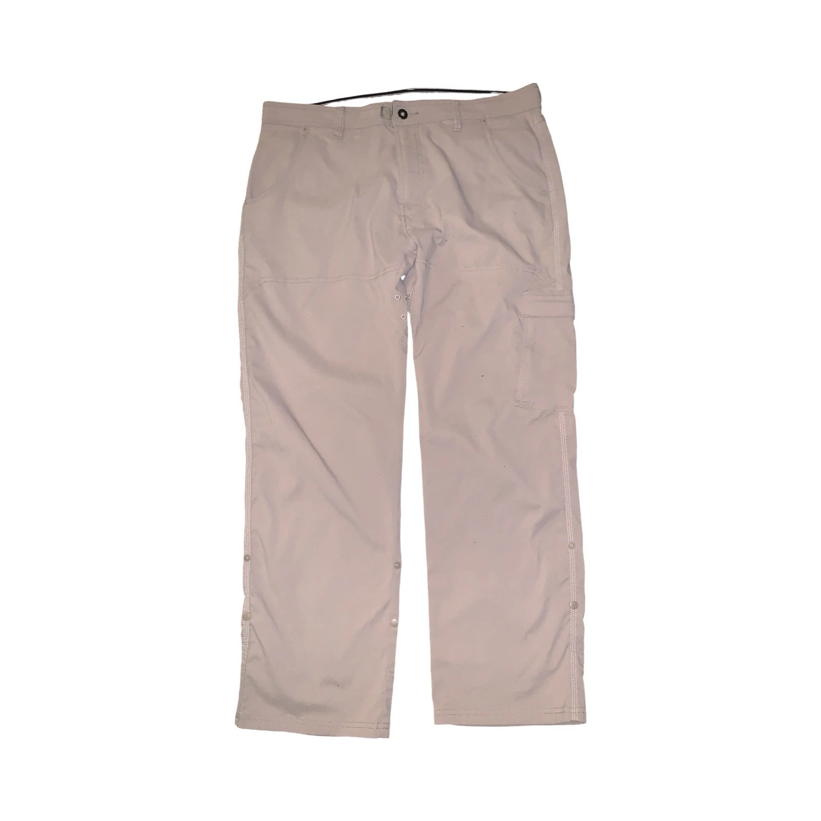 Prana Stretch Zion Cargo Belted Pants Mens 36x29 Beige Straight Hiking Outdoor