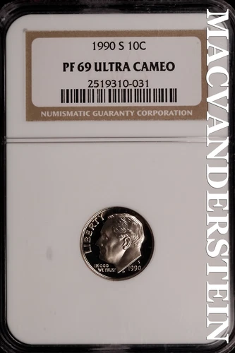 1990-S Roosevelt Dime - NGC PF 69 Ultra Cameo - Proof  Lustrous  #SLH536