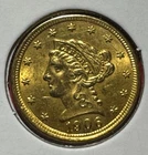 1906 US LIBERTY GOLD $2.50 Quarter Eagle! Choice AU Details! Old US Coin!