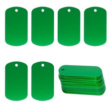 25 PCS Aluminum Blank Tags Stamping Blanks Green Engraving ID Pet Key Ring
