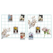 2pcs 14"x14" Metal Wall Grid with Screws, Green for Photo Display