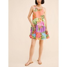 FARM Rio Halter Floral Tiered Mini Dress in Vibrant Summer Colors. Size M