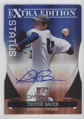 2011 Donruss Elite Extra Edition Blue Die-Cut Status /50 Trevor Bauer Auto uk2