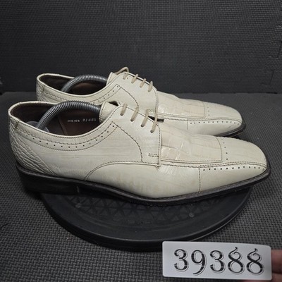 Stacy Adams Shoes Mens Size 10 White Leather Derby Dress Square Toe 21485-101