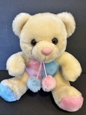 Plush Teddy Bear Pastel Color Block Vintage Stuffed Animal