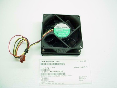 SUNON 12V 1.4W 7 Blade Fan W/ 4 KD1208PTS3-6 - Picture 2 of 2