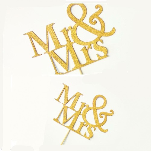 20st Mr Mrs Kuchenstecker Tortenstecker Kuchenfiguren Kuchen Topper Gold - Picture 3 of 7
