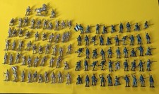 Vintage Civil War Soldiers Grey and Metallic Blue Plastic - Lot of 103 Pcs.