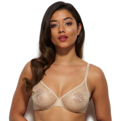 Gossard Glossies Lace Sheer Mesh Molded Cup Bra New Lingerie Nude Beige 13001