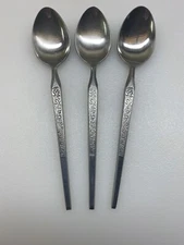 3 - 7" MCM " WINTHROP " TEASPOONS ~ SPOONS TEXTURED FIDDLE FERN PATTERN VGC