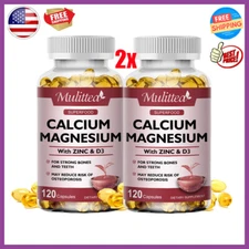 2xMulittea Magnesium Zinc Vitamin D3 Calcium Complex 120Capsules High Absorption