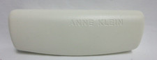 ANNE KLEIN White Faux Leather Hard Clam Shell Sunglasses Eyeglasses Case Felt