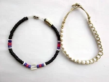 2 Bracelet Anklet Coco Wooden Puka  Shell  Boho Natural 9.5- 10" Gift US Seller