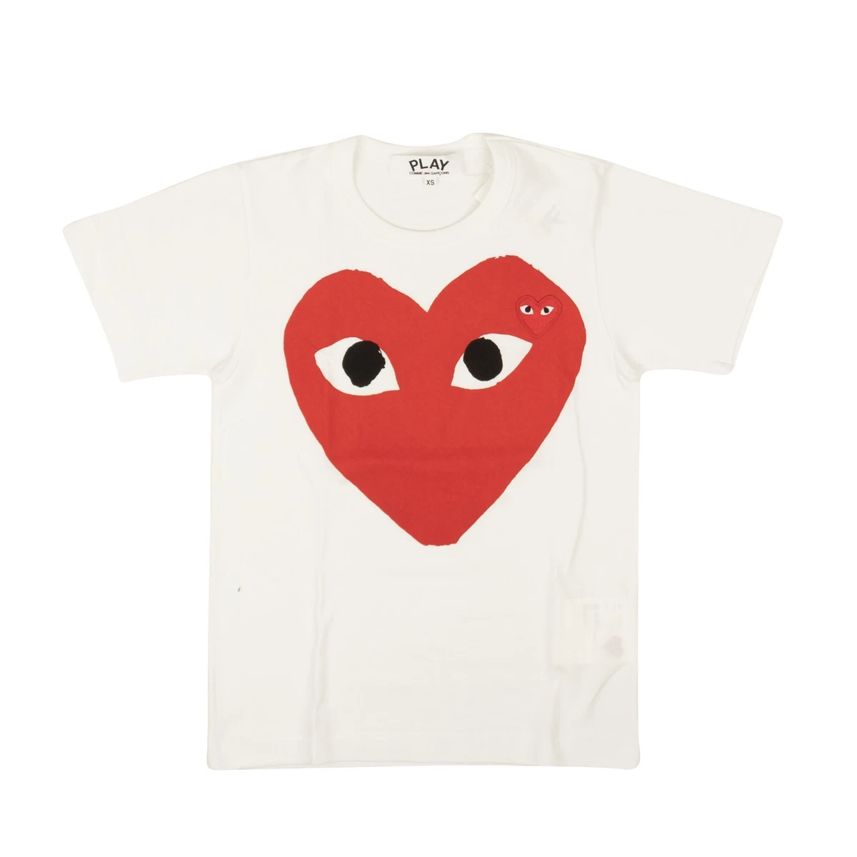 NWT COMME DES GARCONS PLAY White Large Heart Graphic T-Shirt Size