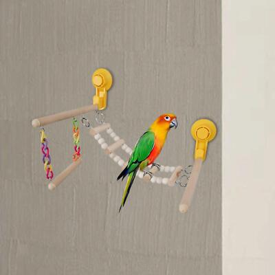 Vogel Sitzstange Mit Saugnapf - Holz Spielzeug Mit Schaukel Für Wellensittiche Aras