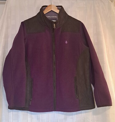 Tayberry VGC women's purple fleece jacket with brown faux suede