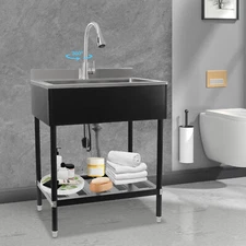 Single Bowl Stainless Free Standing Rectangle Sink Kitchen Sink Bathroom Sink