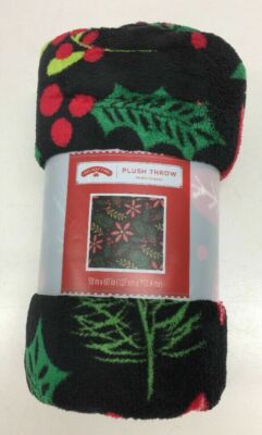 Holiday Poinsettia Botanical Throw Blanket 50x60 Christmas Gift