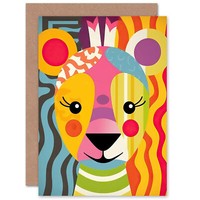 Niedlich Zoo Tier Bunt Kinder Kleinkind Baby Geburtstagskarte