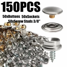 150PCS Stainless Steel Boat Canvas Fabric Snap Fastener Cover Button Socket Kit
