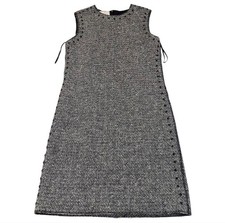Valentino Tweed Dress Chest 41cm Length 86cm Studded Cut-Off Gray