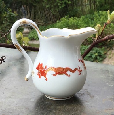Meissen Milchkännchen Neuer Ausschnitt Hofdrache Rot Pfeifferzeit Höhe 11cm