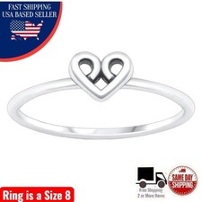 Sterling Silver 925 Cute Heart Knot Stackable Ring Band Sz 8