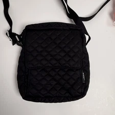 Vera Bradley Black Mini Quilted Crossbody Bag Compact Casual Travel Classic