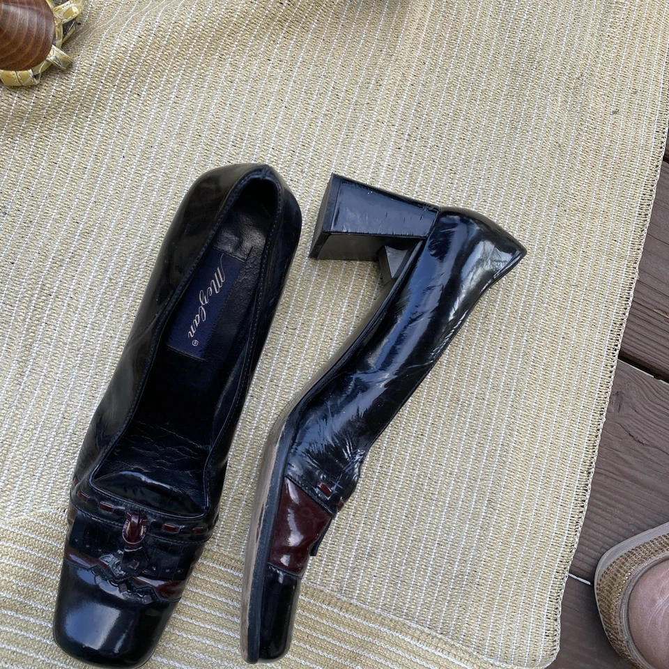 Zapatos de salón Mezlan para mujer de cuero negro con borla y tacón bloque punta cuadrada talla 8 Foto 4 de 4