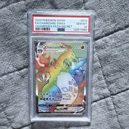 Pokémon Charizard VMAX 074/073 Champion's Path Secret Rare Holo English PSA 10