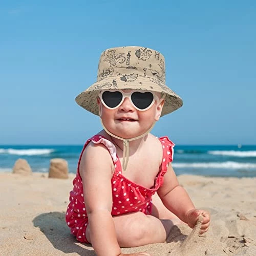Sombrero para el sol para bebé Sombrero para bebé niño pequeño UPF 50+ 0-6 meses Z dinosaurio caqui Foto 4 de 4