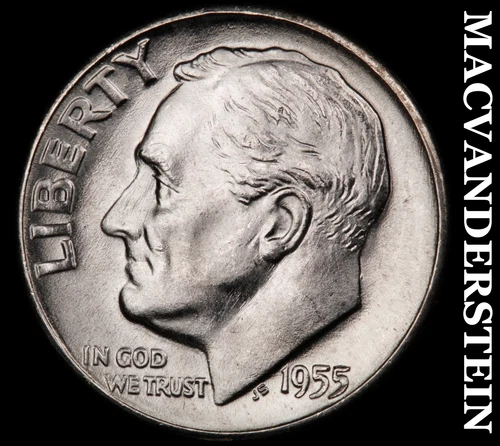 1955-D Roosevelt Dime- Silver- Choice Gem Brilliant Uncirculated Luster #J799