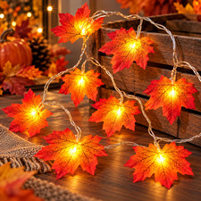 Halloween LED Maple Leaf String Lights Garland 2M 3M 6M Seasonal Home Decor