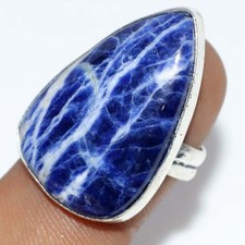 925 Silver Plated Sodalite Ring US 6 Trending Gift Jewelry AU i913