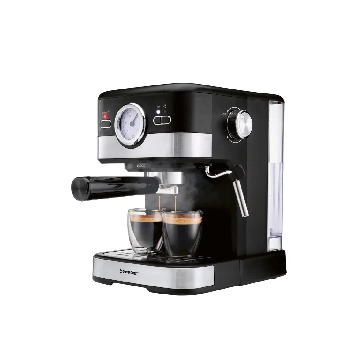 SilverCrest Espresso Machine SEM 1100 C5 15 Bar Portafilter Steam Wand NEW Black