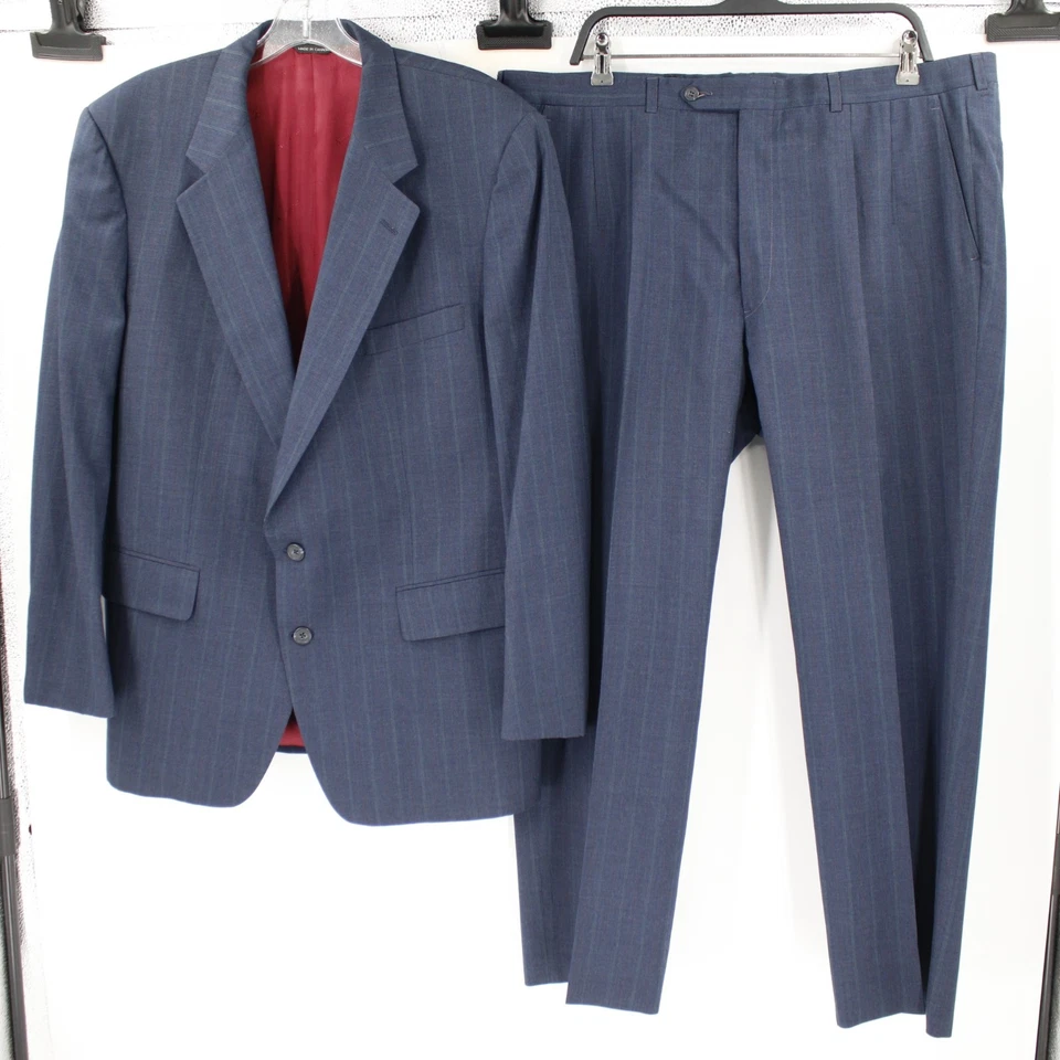 Vintage Aquascutum London Suit Mens 46 42x27.5 Pure Virgin Wool Striped 2 Piece - Image 2 of 4