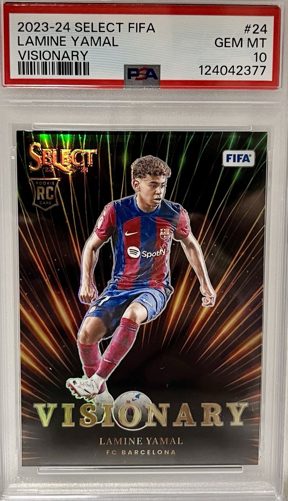 Lamine Yamal 2023-2024 Panini Select FIFA Visionary Rookie-Ultra Rare SSP-PSA 10