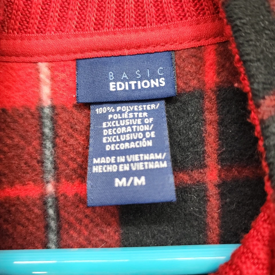 Basic Editions Vest Womens M Red Plaid Fleece Sleeveless Full Zip Casual Holiday - Image 4 of 4