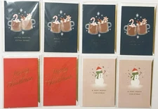 8 Lot Hallmark Signature Studio Christmas Cards Hot Chocolate, Snowman Variety