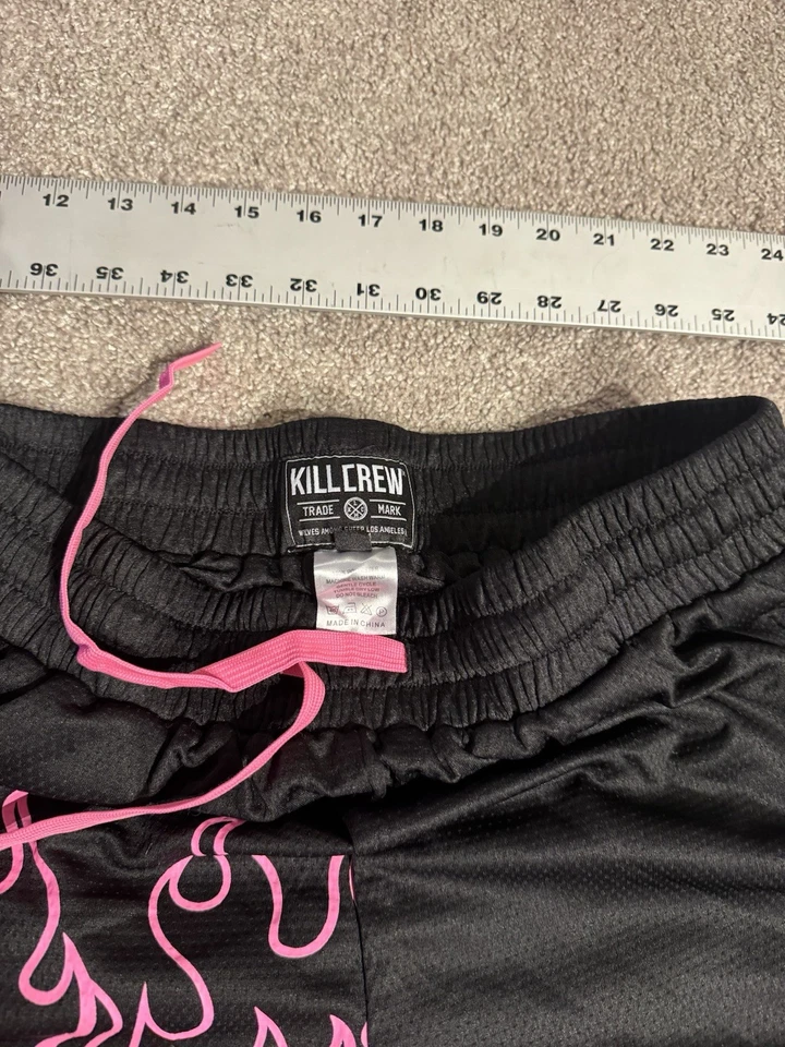 Шорты с сеткой Kill Crew Black Flame розовые графические для спортзала — размер XL - Изображение 3 из 4