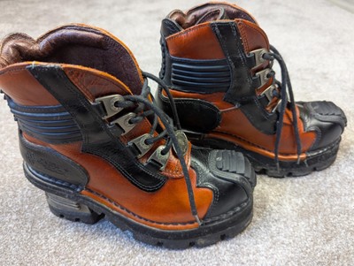 New Rock Stiefel mit Absatz UK 3,5 EU 36 Orange Schwarz Chunky Plateau Cyber Punk Goth