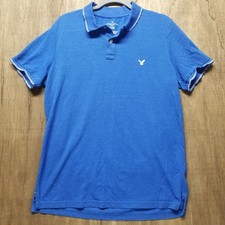 American Eagle Mens Size L Blue Short Sleeve Collared Polo Shirt Classic Fit