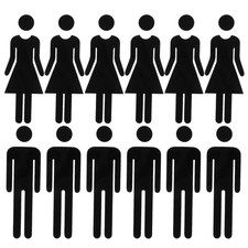 6 Pairs Women Bathroom Sign: 20cm Unisex Restroom Door Sign Sticker - Acrylic