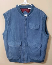 Vintage Timber Trail Men's Size XLarge Corduroy Cotton Grandpa Blue Zip Up Heavy