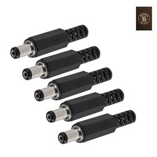 5Pcs Replacement Male Plug Power Supply Ends DC 5.5x2.1mm Solder Type DIY DC ...